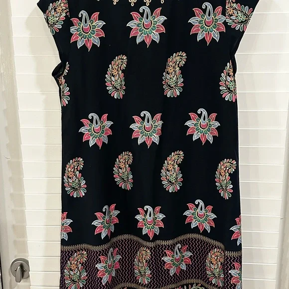 🤍 CALYPSO ST. BARTH Embroidered Metallic Paisley Cotton Tunic Dress Cover-Up M - Picture 2 of 7